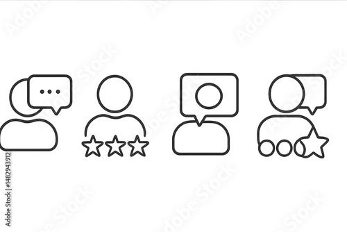 Communication styles depicted through minimalist icons in a digital interface setting for user interaction feedback