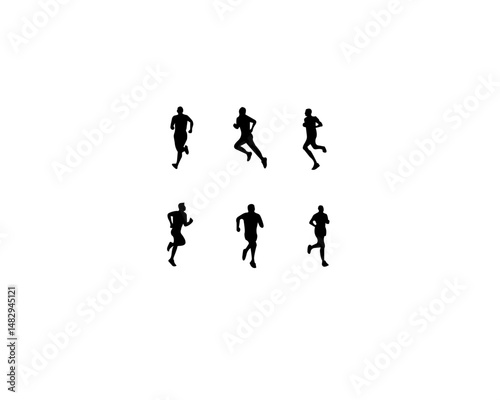Set of men running silhouettes, People running silhouettes, Running people silhouette set, Black silhouettes of men runner, Men runners silhouettes collection