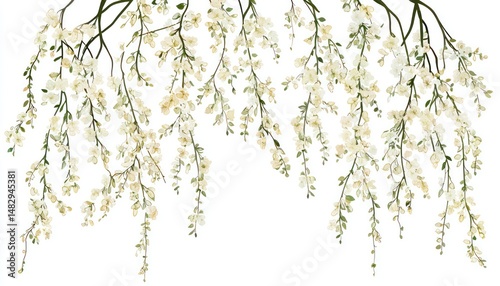 Flowering willow tree branches with flowing shapes, ideal for serene floral artwork or calming botanical visuals.