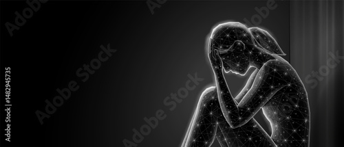 Mental health concept vector. Anxiety disorder, suicide awareness, sad woman.