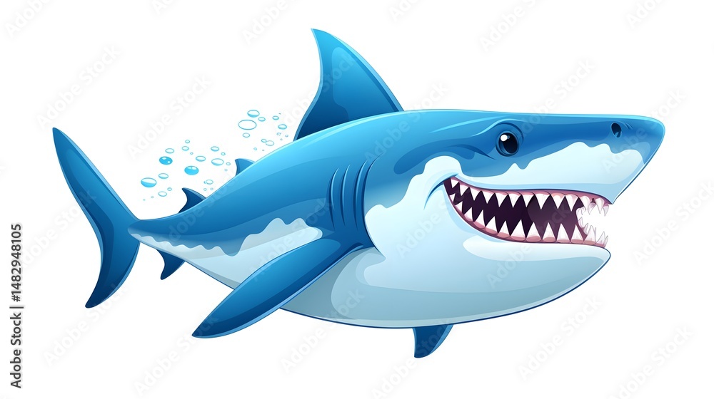 Blue Shark Swimming in the Ocean - Illustration of Marine Life Blue Shark Swimming in the Ocean - Illustration of Marine Life