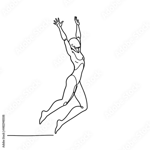 Embracing Heights: Capturing the essence of joy and athletic achievement, this drawing style illustration depicts a person gracefully leaping towards the sky.