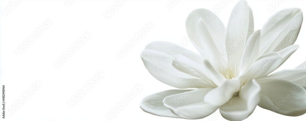 Obraz premium A pure white flower, intricately detailed with soft textures, cleanly isolated for refined and elegant design uses.