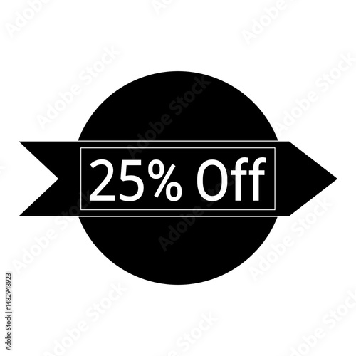 25% Off Sale Discount Label, Badge, Icon, Sticker, Emblem for Marketing and Promotion