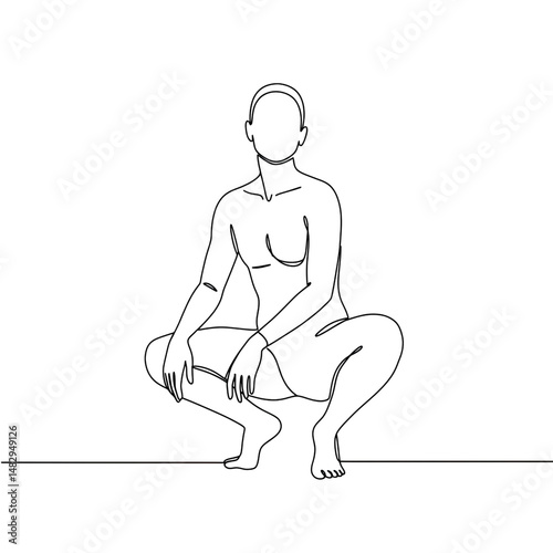 Body Line Art: A single, continuous line art portrait, expressing the human physique with simplicity and elegance in a photorealistic representation of a person.