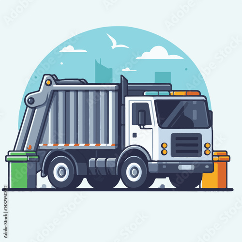 truck, trash, garbage, service, waste, recycling, recycle, rubbish, vehicle, environment, junk, transport, collection, container, transportation, clean, dump, disposal, garbage truck, environmental, r