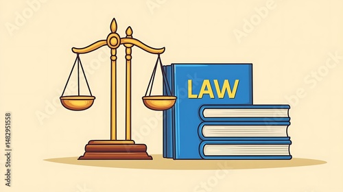 Scales of justice beside law books (1) photo