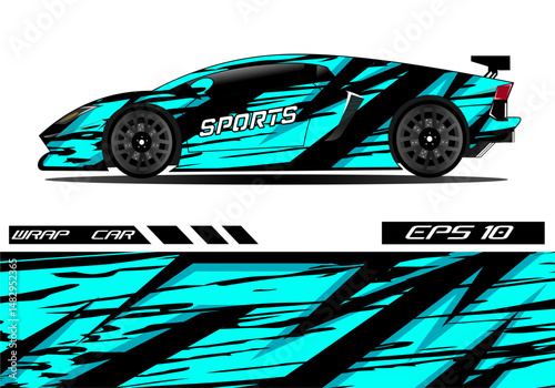 Vibrant Sports Car Wrap Design with Dynamic Patterns