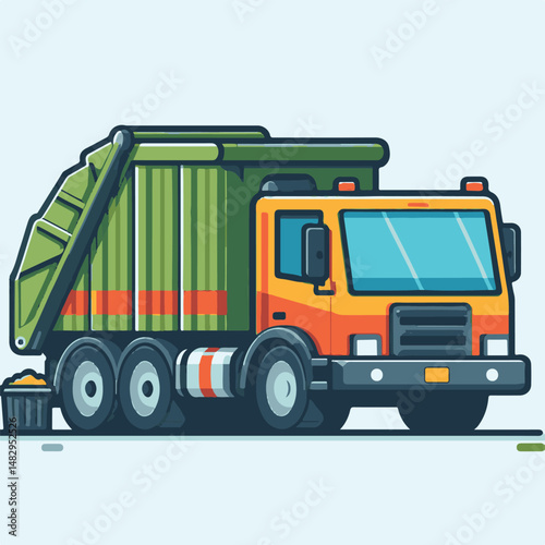 truck, trash, garbage, service, waste, recycling, recycle, rubbish, vehicle, environment, junk, transport, collection, container, transportation, clean, dump, disposal, garbage truck, environmental, r