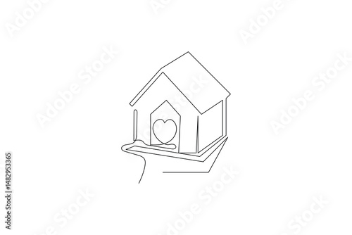 House plant and lightbulb continuous single line art drawing green energy outline
