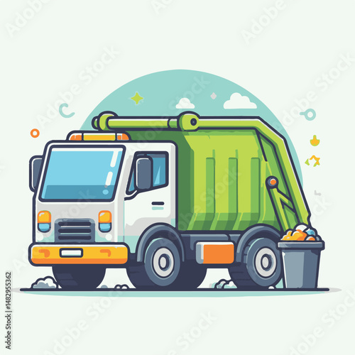 truck, trash, garbage, service, waste, recycling, recycle, rubbish, vehicle, environment, junk, transport, collection, container, transportation, clean, dump, disposal, garbage truck, environmental, r