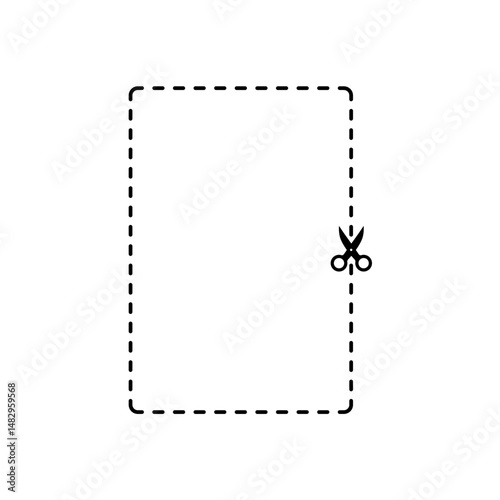 Scissors cutting square line. Vector illustration 