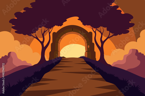 sunset over the bridge