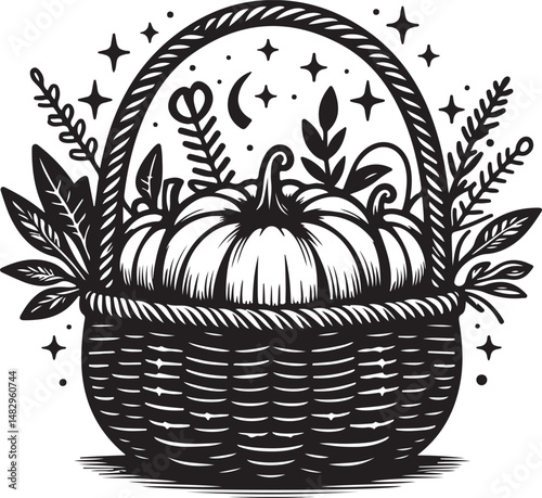 Black Pumpkin Basket SVG