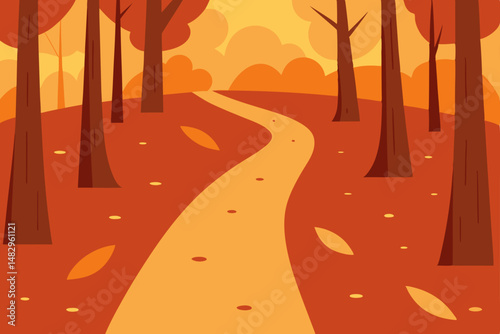 road in autumn forest