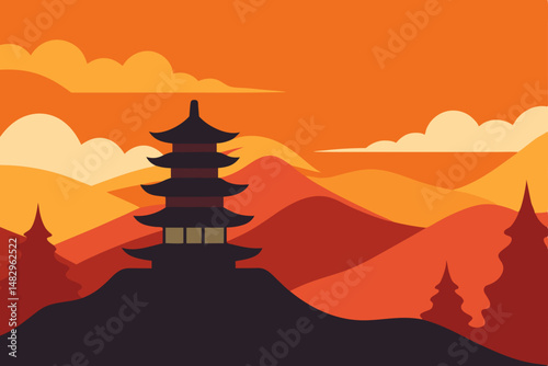 vector illustration of a pagoda