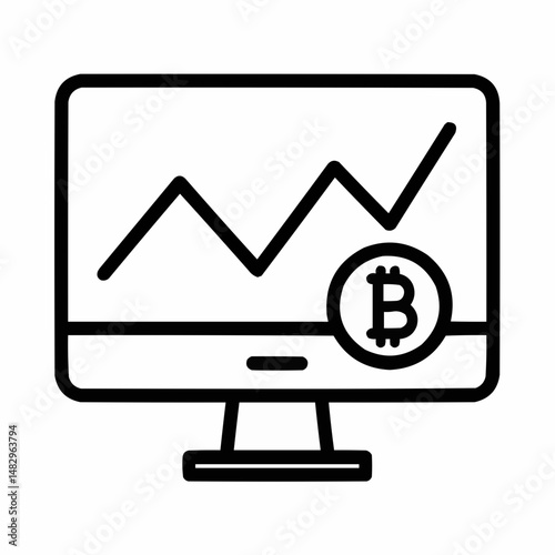 Minimalist screen with rising and falling lines, representing a crypto trading dashboard.