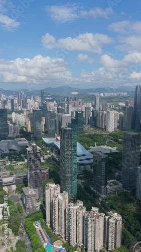 drone aerial view of city in shenzhen,china