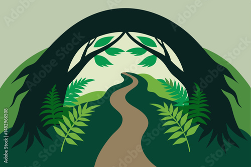 illustration of a woman in a forest