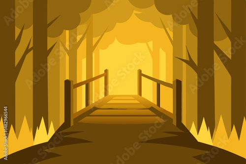 sunset in the forest