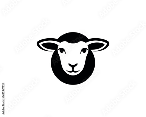 Black sheep head silhouette, simple, clean animal icon design