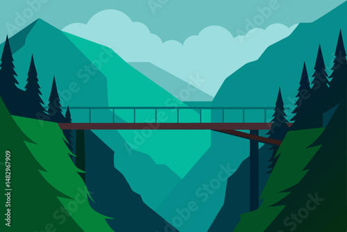 mountain landscape with lake and mountains