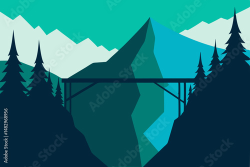 vector illustration of a man in the mountains
