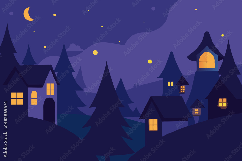 house in the night vector
