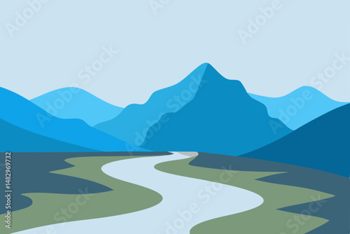 landscape with mountains and blue sky
