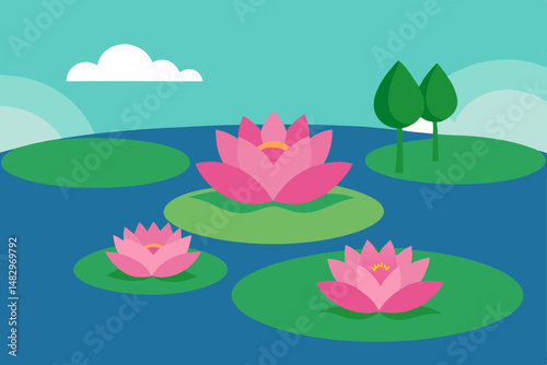 pink water lilies