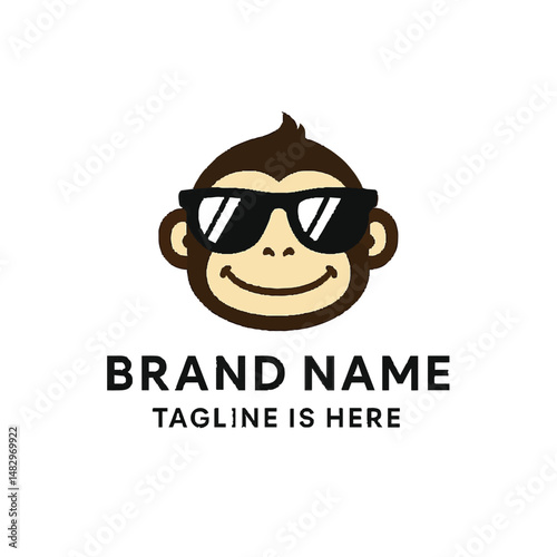 monkey chimp geek smart charm mascot character logo template vector icon