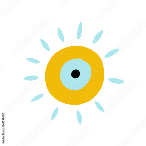 Eye evil turkish bead sun sign. Greek amulet nazar. Vector illustration