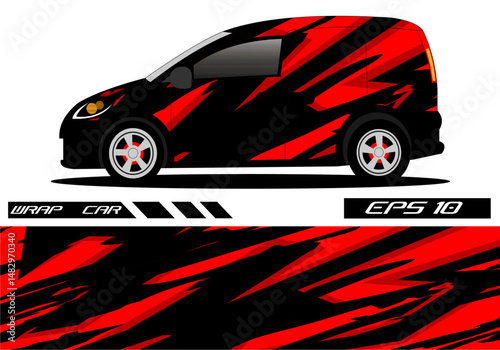 Eye-catching black and red car wrap design concept