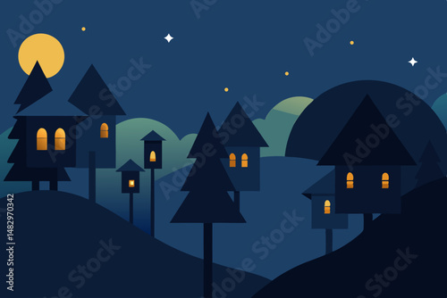 vector illustration of a scary house