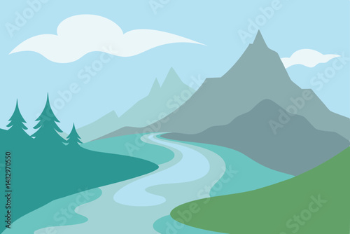mountain landscape with blue sky