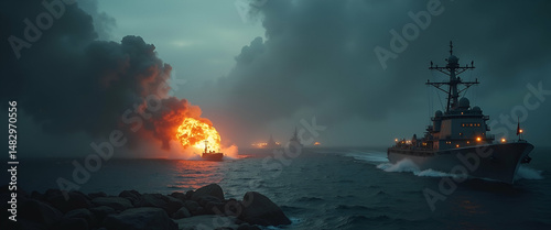 Analyze sophisticated hard power influence with refined visuals emphasizing military dominance coercive force strategies and strategic enforcement for premium photo stock in  Photo Stock  Concept  and