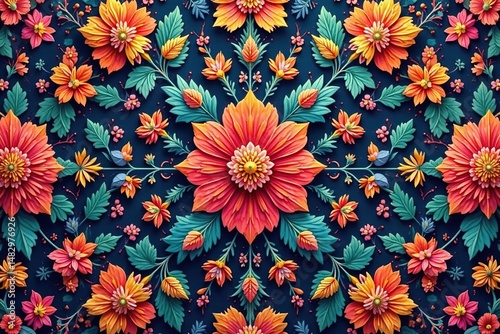 Intricate floral design, repeating seamlessly , graphic, wallpaper