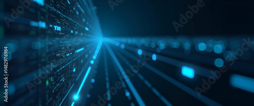 Contemporary Digital Visualization of AI: Data-Driven Algorithms for Real-World Problem Solving in Innovative Enterprise Solutions - Stock Photos with Left Space
