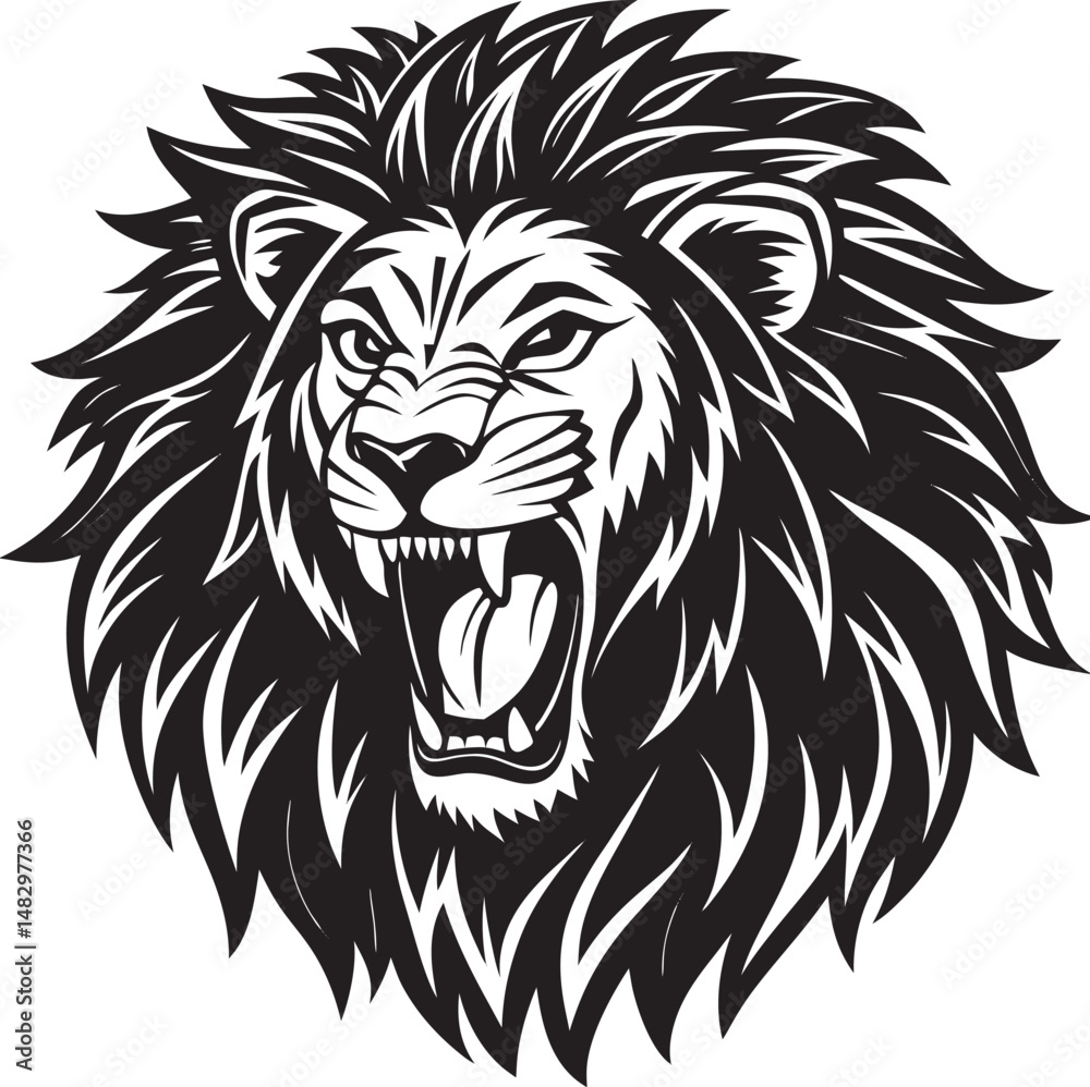 Fototapeta premium Lion Head Silhouette Vector, Wild Animal Head Design.