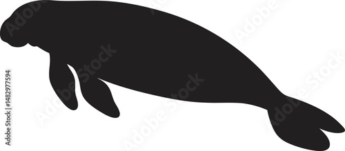 Manatee Silhouette PNG Transparent Background