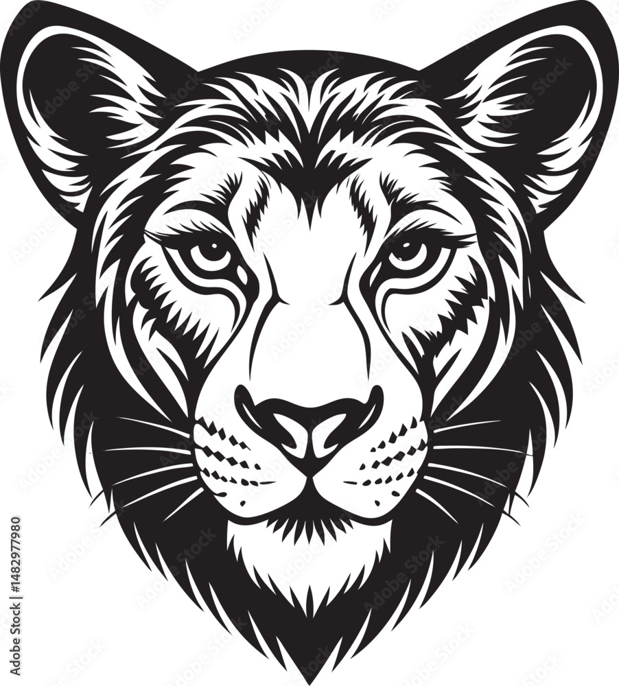 Obraz premium Lion Head Silhouette Vector, Wild Animal Head Design.