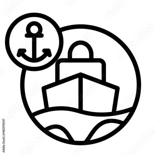 Seaport Icon Vector Line Icon Design