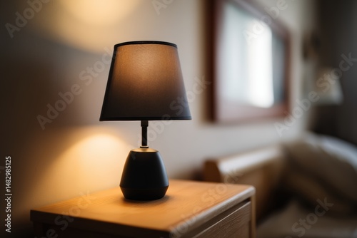 Elegant black lamp sits on ...