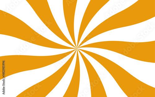  Abstract vivid, hypnotic background with a central radial burst design. Orange and white wavy rays. Dynamic visual effect reminiscent of retro pop art or vintage psychedelic posters
