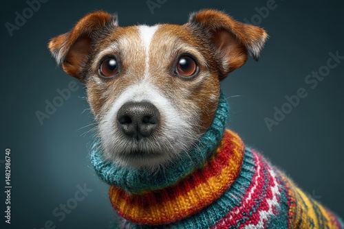 Brown and white dog with la...