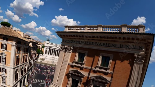 Rome city skyline view in daylight hours, Italy, with a retro tone