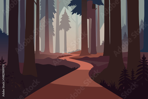 vector illustration of a night landscape