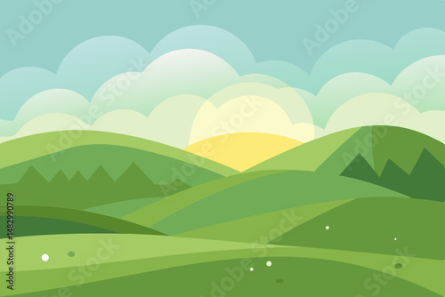 landscape with mountains and hills