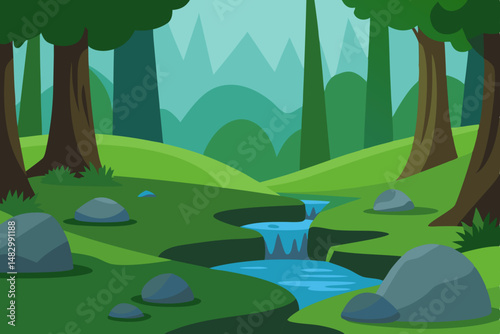 landscape with trees and lake