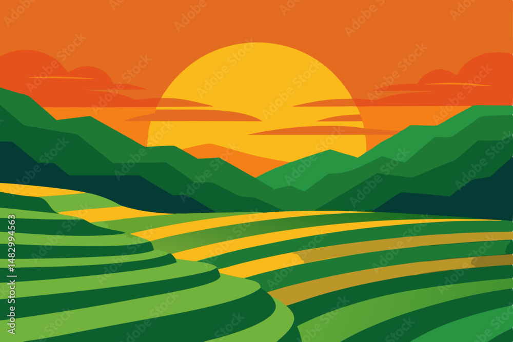 Fototapeta premium landscape with hills and mountains